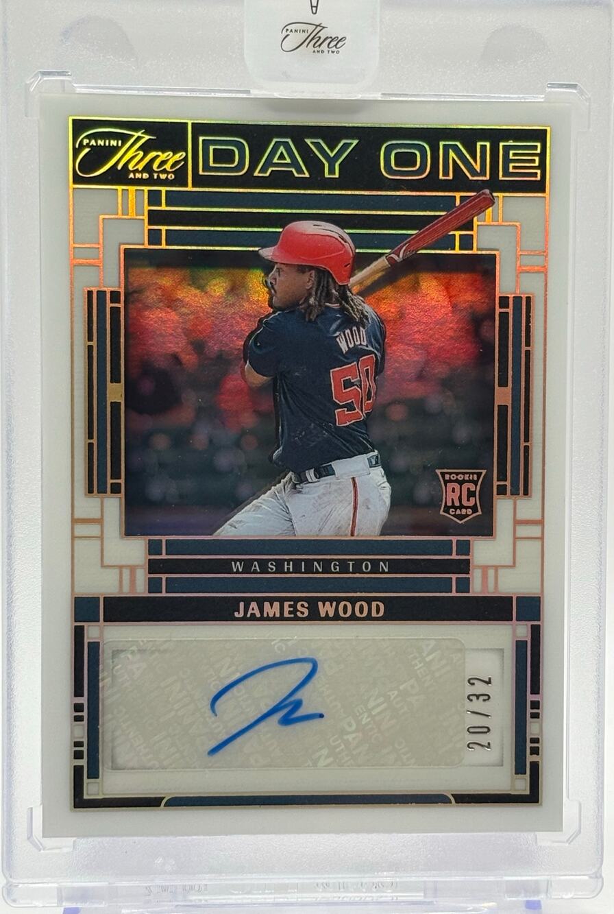 2024 Three and Two James Wood Rookie Encased Day One Auto 20/32 SP Nationals RC